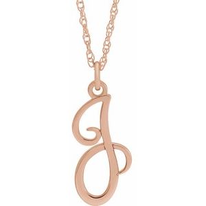 14K Rose Gold-Plated Sterling Silver Script Initial J 16-18" Necklace