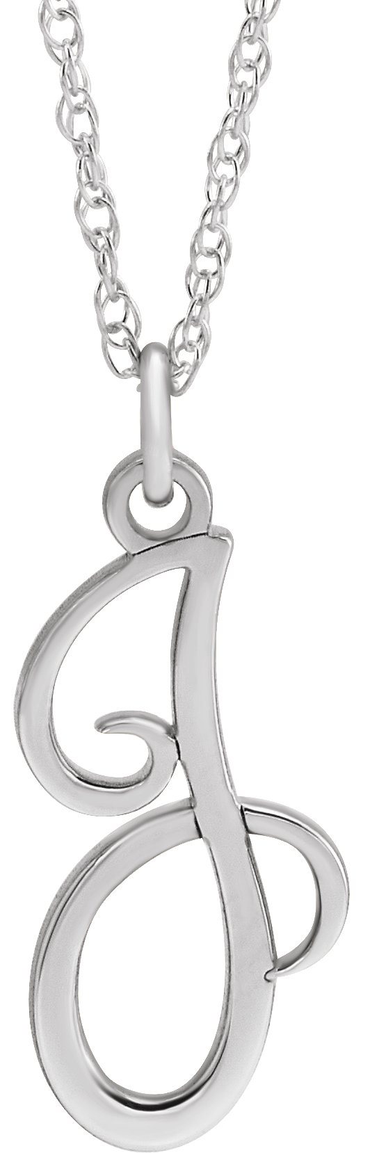 Sterling Silver Script Initial J 16-18" Necklace