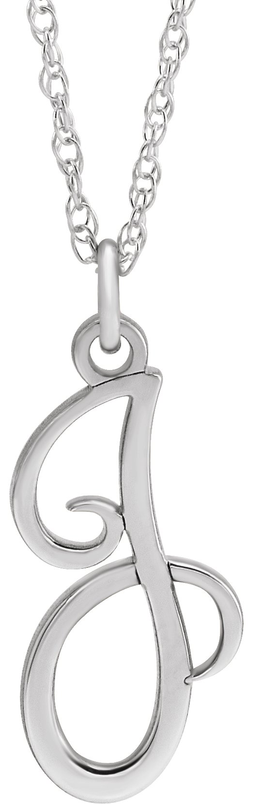 14K White Script Initial J 16-18" Necklace