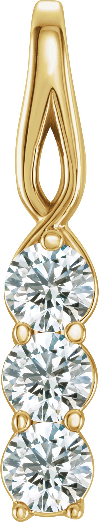 14K Yellow 1/4 CTW Natural Diamond Three-Stone Pendant