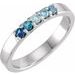 14K White Natural Blue Multi-Gemstone Midi Ring
