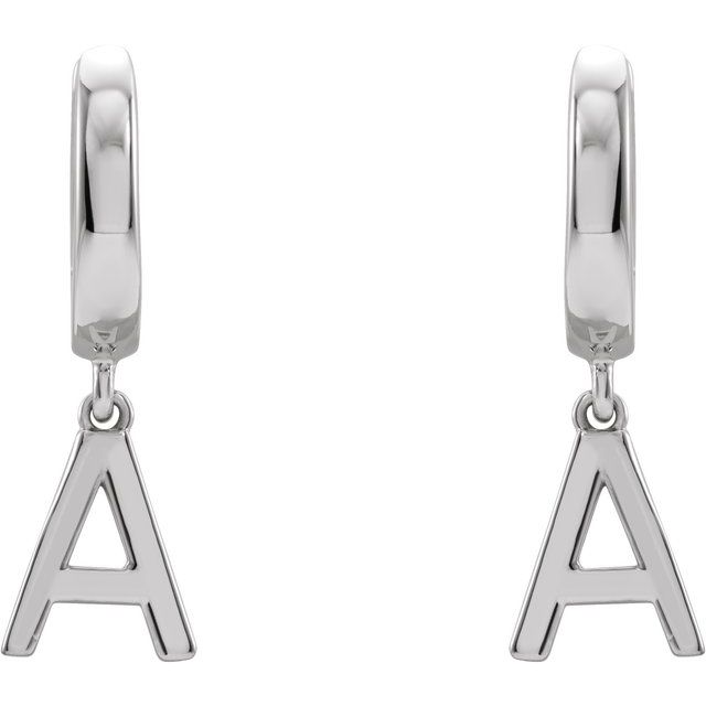 Sterling Silver Initial A Hinged Huggie Earring