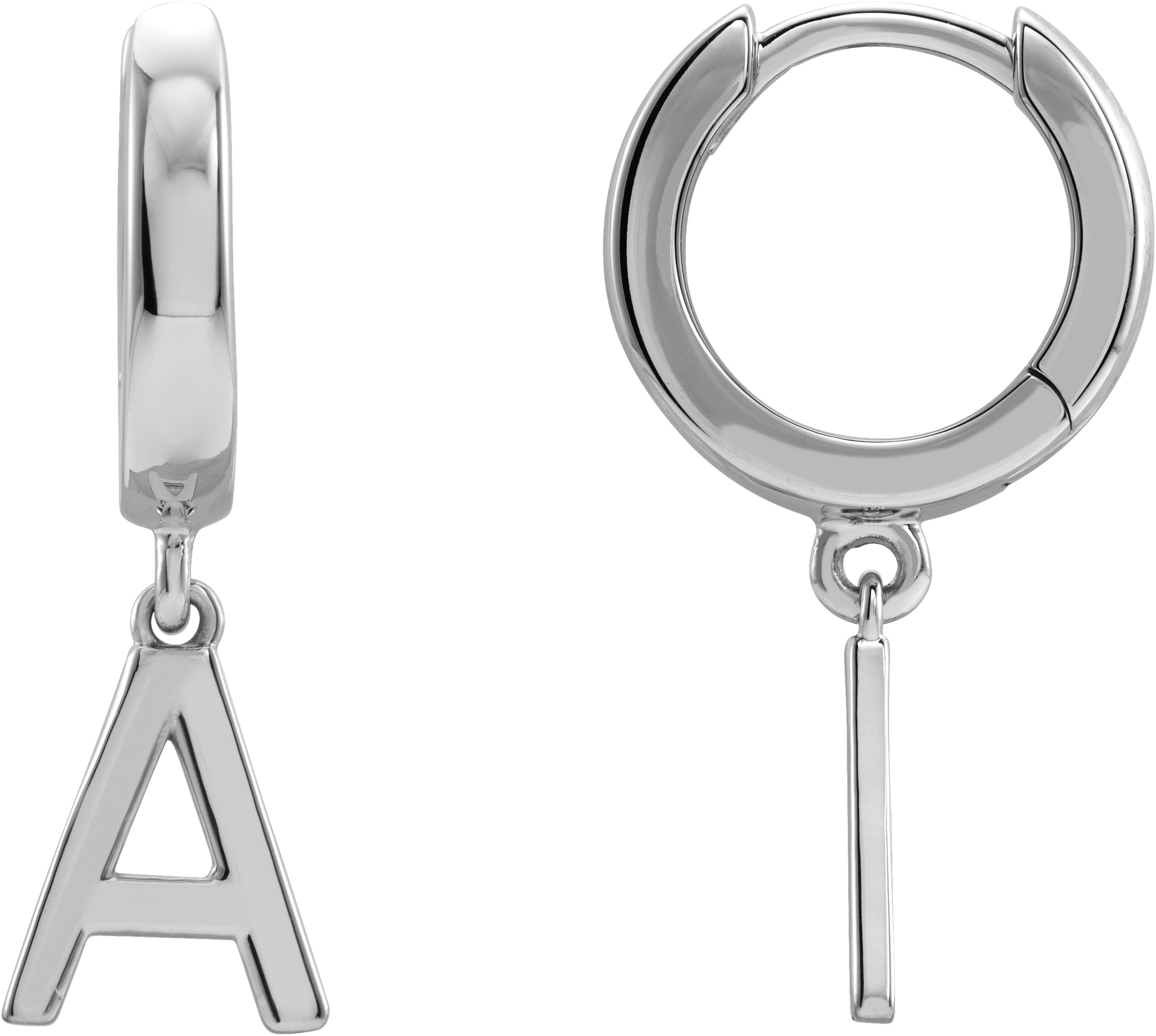 Sterling Silver Initial A Hinged Huggie Earring