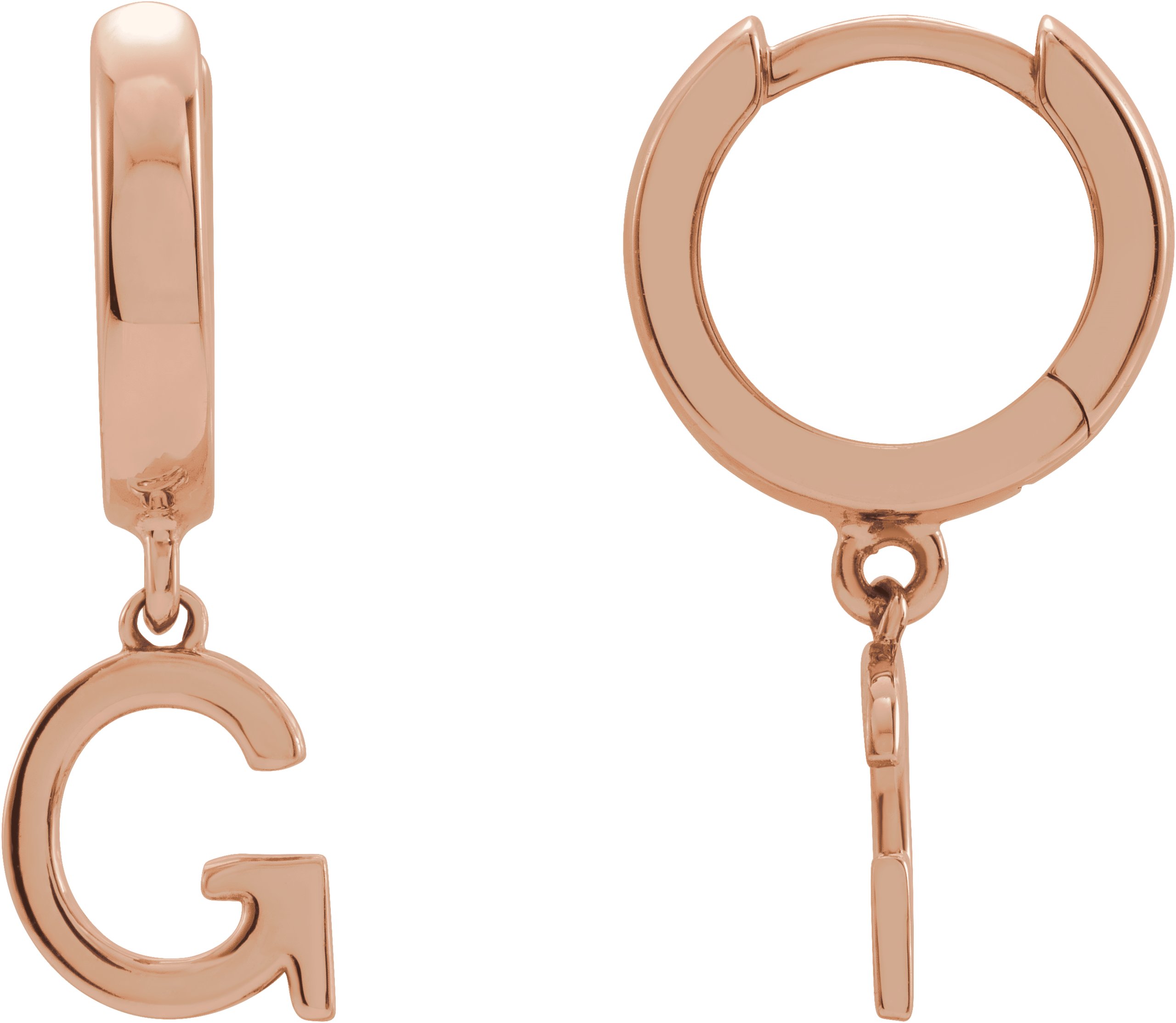 14K Rose Single Initial G Huggie