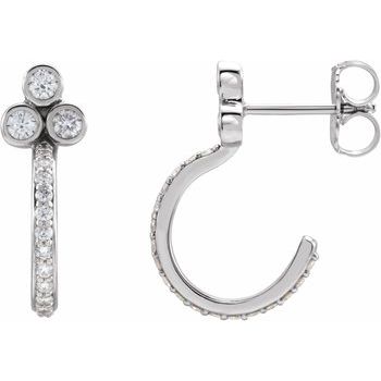 Sterling Silver .50 CTW Diamond Hoop Earrings Ref. 14383290