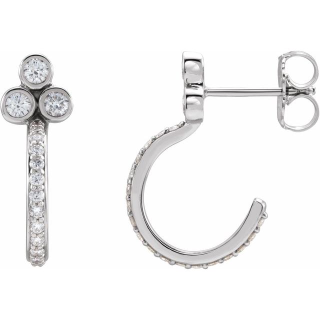 Sterling Silver 1/2 CTW Natural Diamond Hoop Earrings