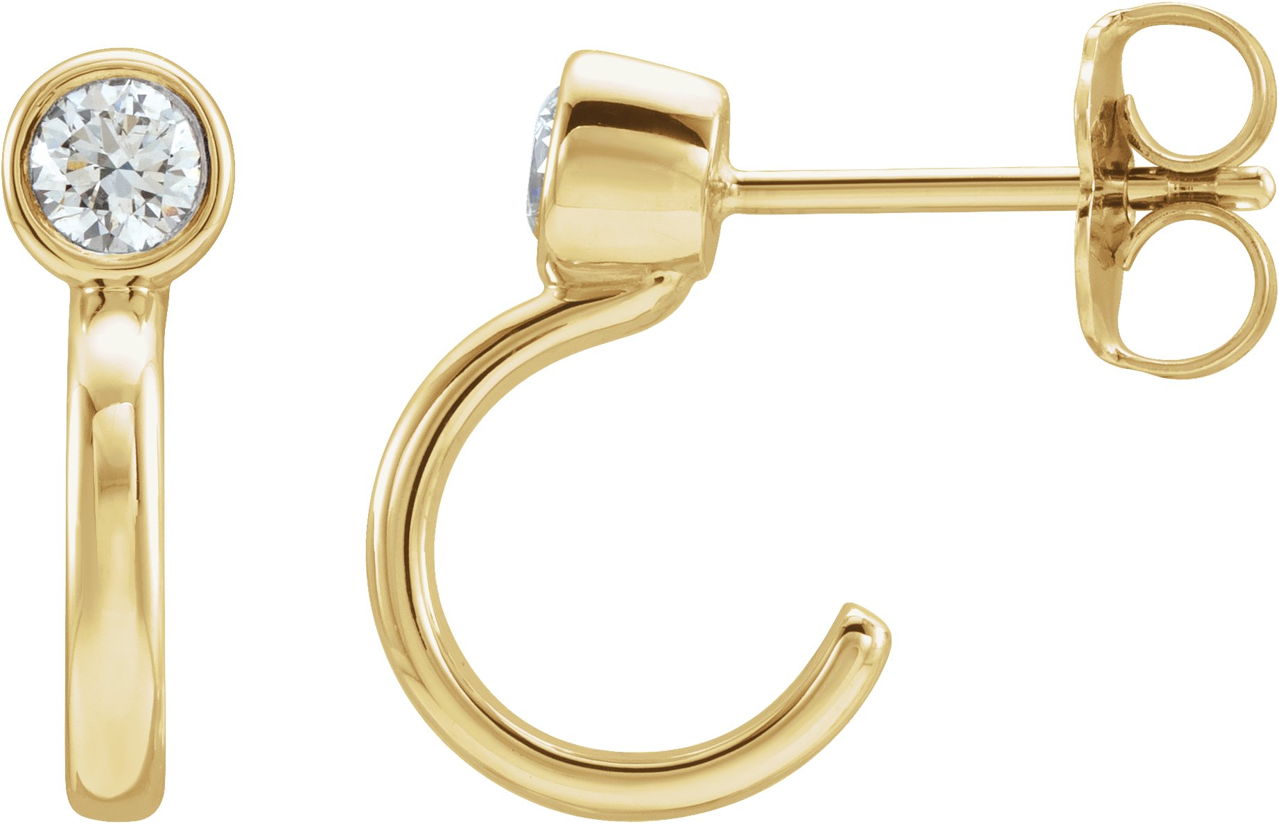 14K Yellow .20 CTW Diamond Bezel Set Hoop Earrings Ref. 15538545