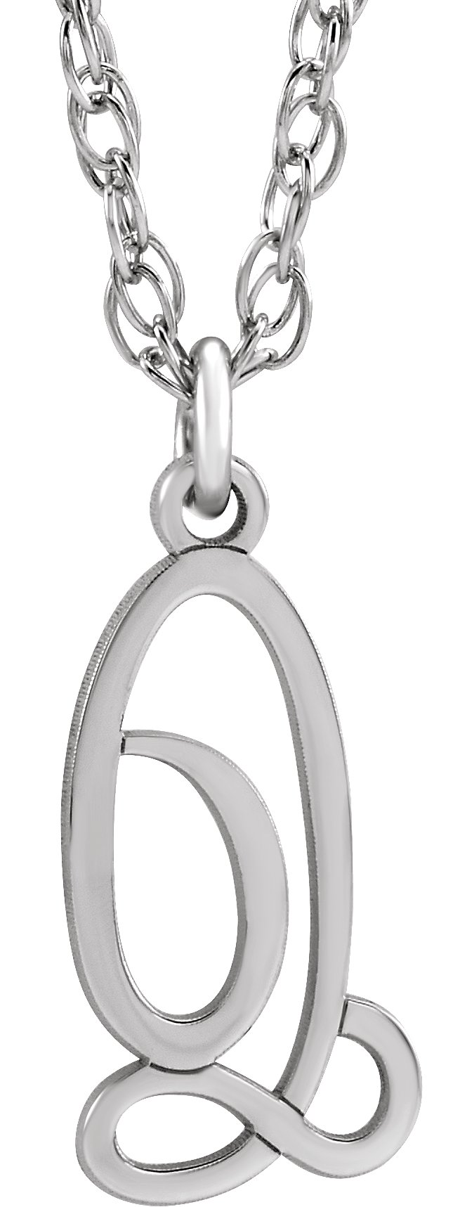 14K White Script Initial Q 16-18" Necklace