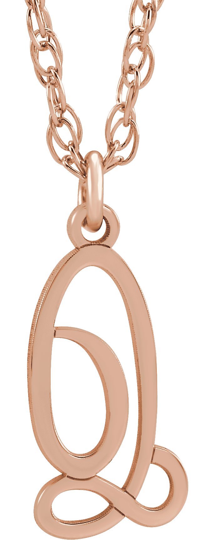 14K Rose Gold-Plated Sterling Silver Script Initial Q 16-18" Necklace