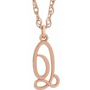 14K Rose Gold-Plated Sterling Silver Script Initial Q 16-18" Necklace
