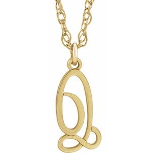 14K Yellow Gold-Plated Sterling Silver Script Initial Q 16-18" Necklace