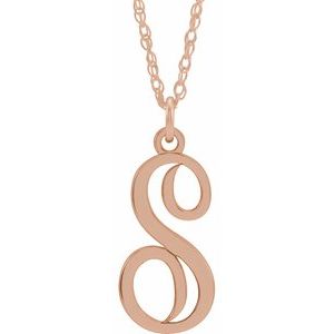 14K Rose Gold-Plated Sterling Silver Script Initial S 16-18" Necklace