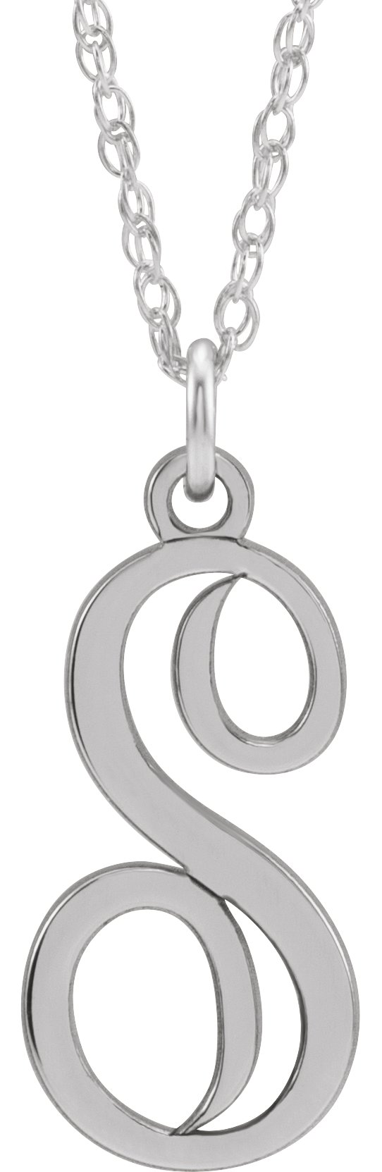 Sterling Silver Script Initial S 16-18" Necklace