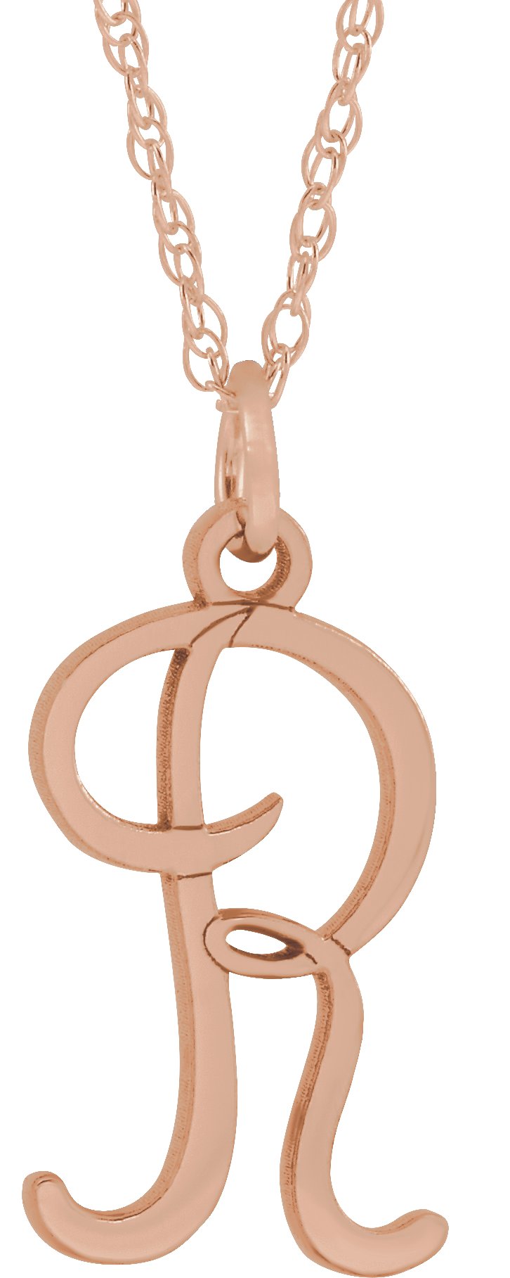 14K Rose Gold-Plated Sterling Silver Script Initial R 16-18" Necklace