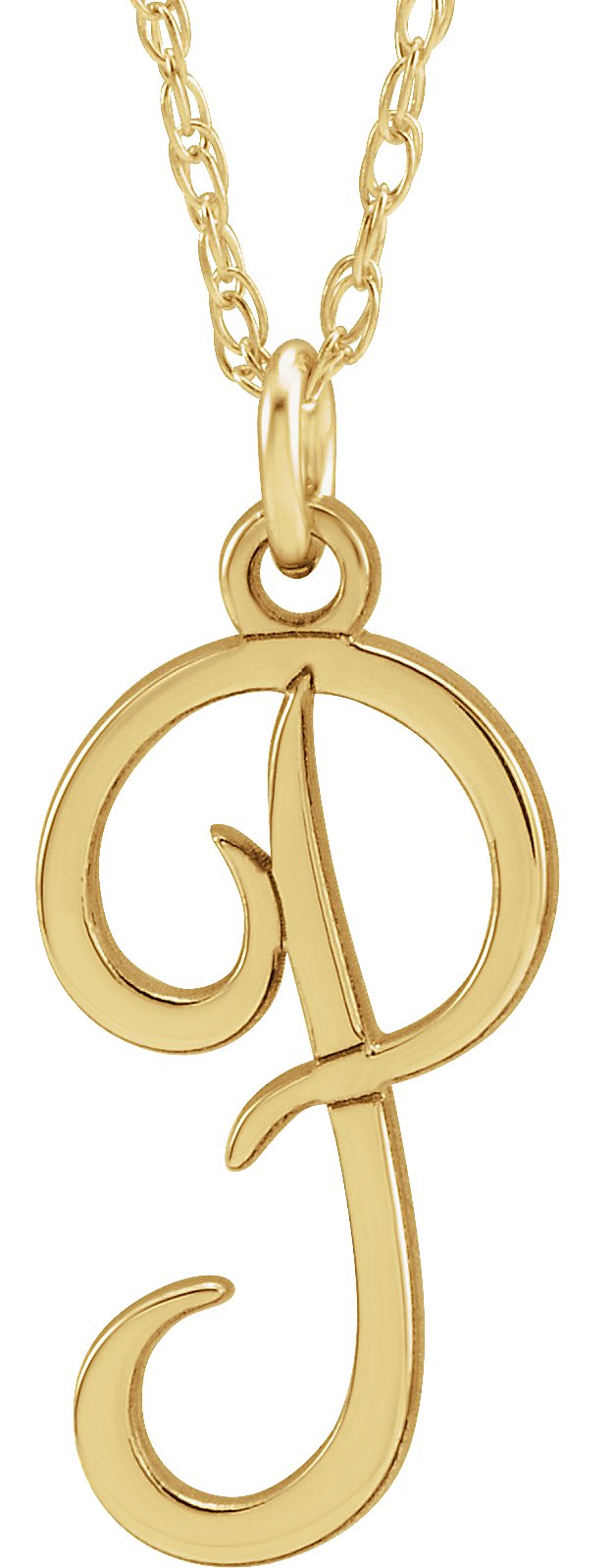 14K Yellow Script Initial P 16-18" Necklace
