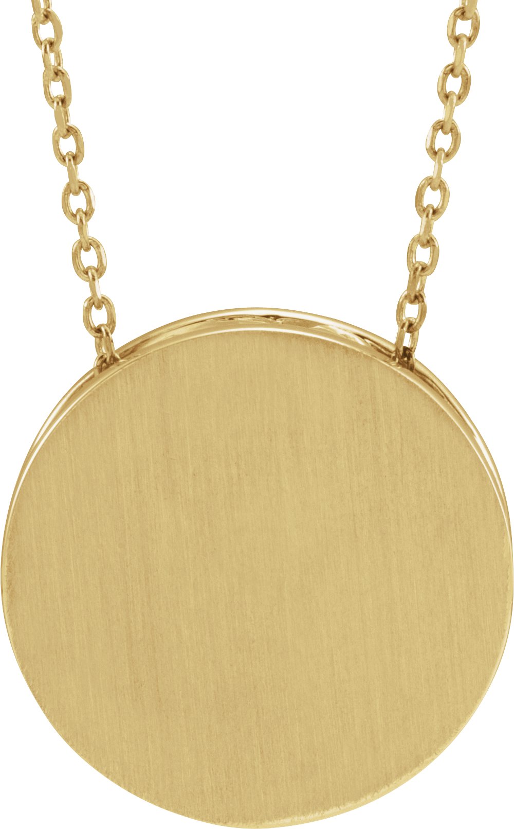14K Yellow 17 mm Engravable Scroll Disc 16-18" Necklace