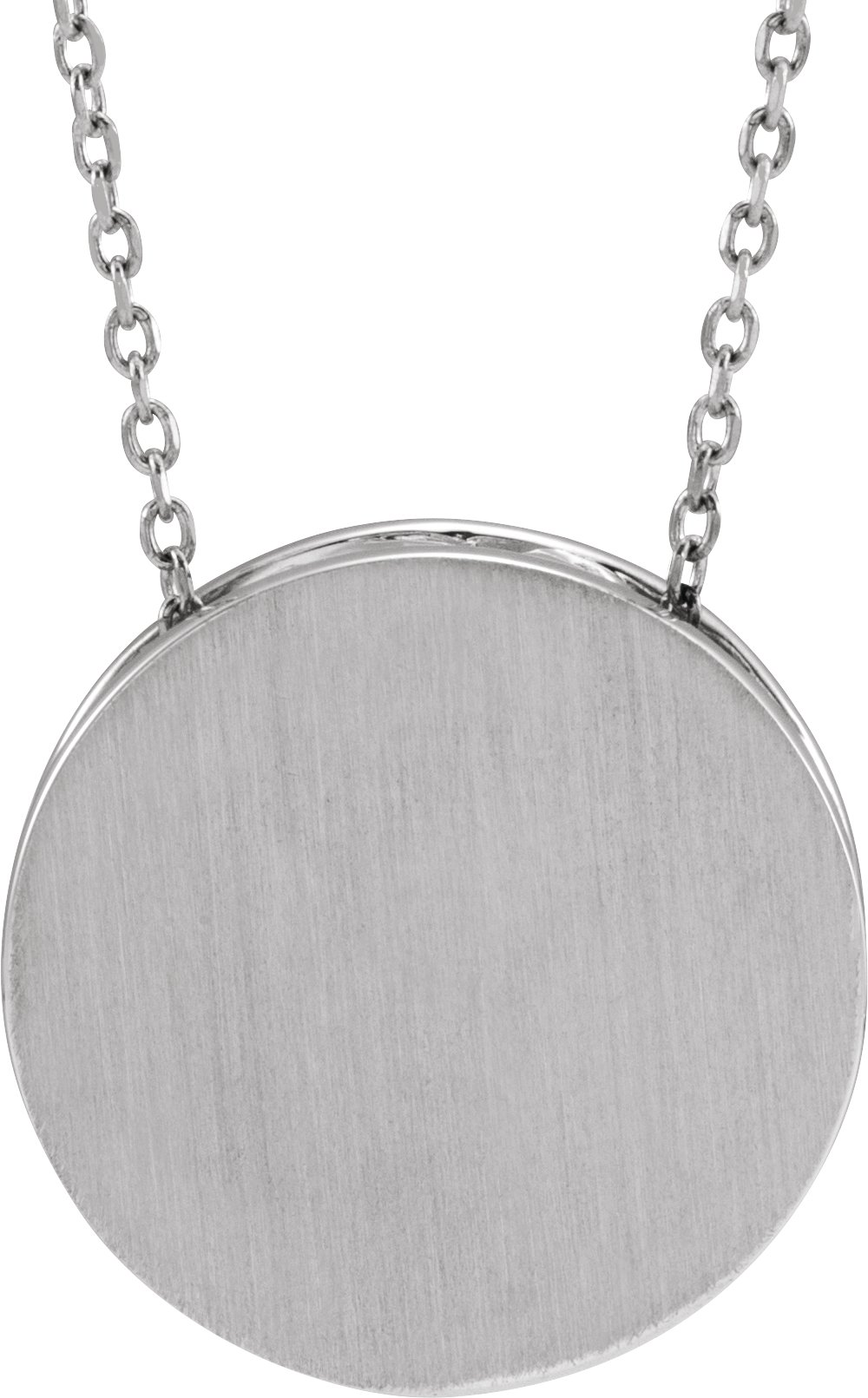 14K White 12.5 mm Scroll Disc 16-18" Necklace