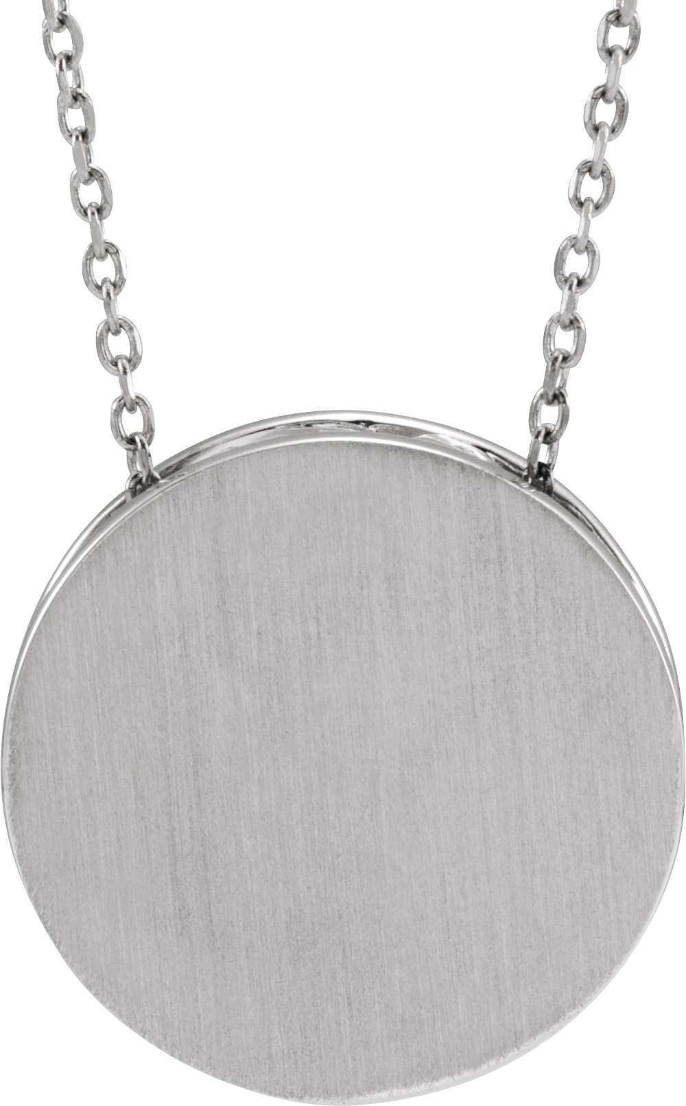 Platinum 17 mm Engravable Scroll Disc 16-18" Necklace