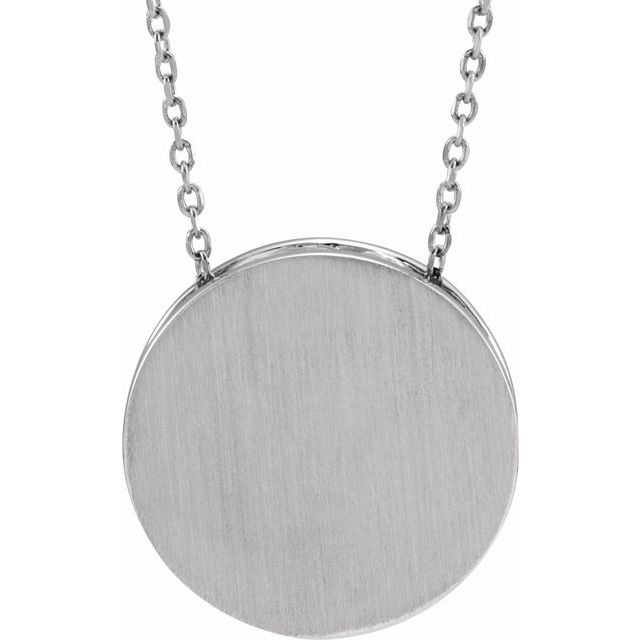 Sterling Silver 17 mm Engravable Scroll Disc 16-18" Necklace