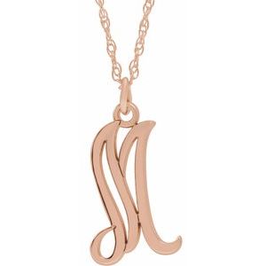 14K Rose Gold-Plated Sterling Silver Script Initial M 16-18" Necklace