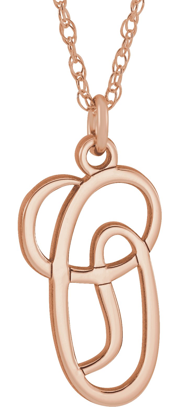 14K Rose Gold-Plated Sterling Silver Script Initial O 16-18" Necklace