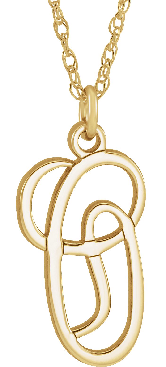 14K Yellow Script Initial O 16-18" Necklace