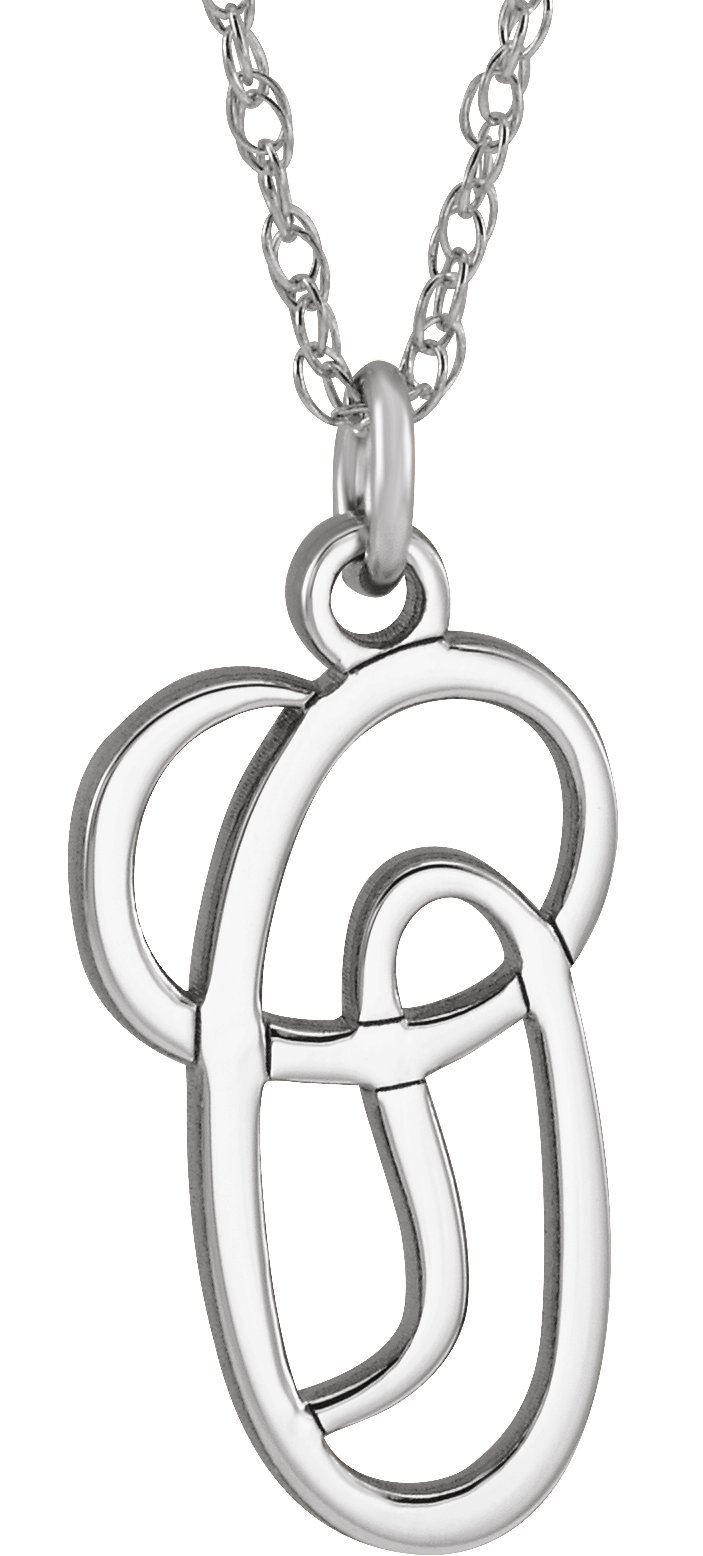 Sterling Silver Script Initial O 16-18" Necklace