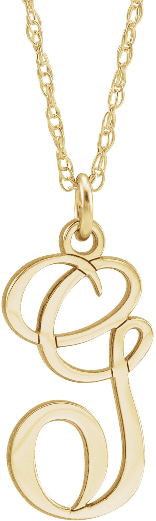 14K Yellow Script Initial G 16-18" Necklace