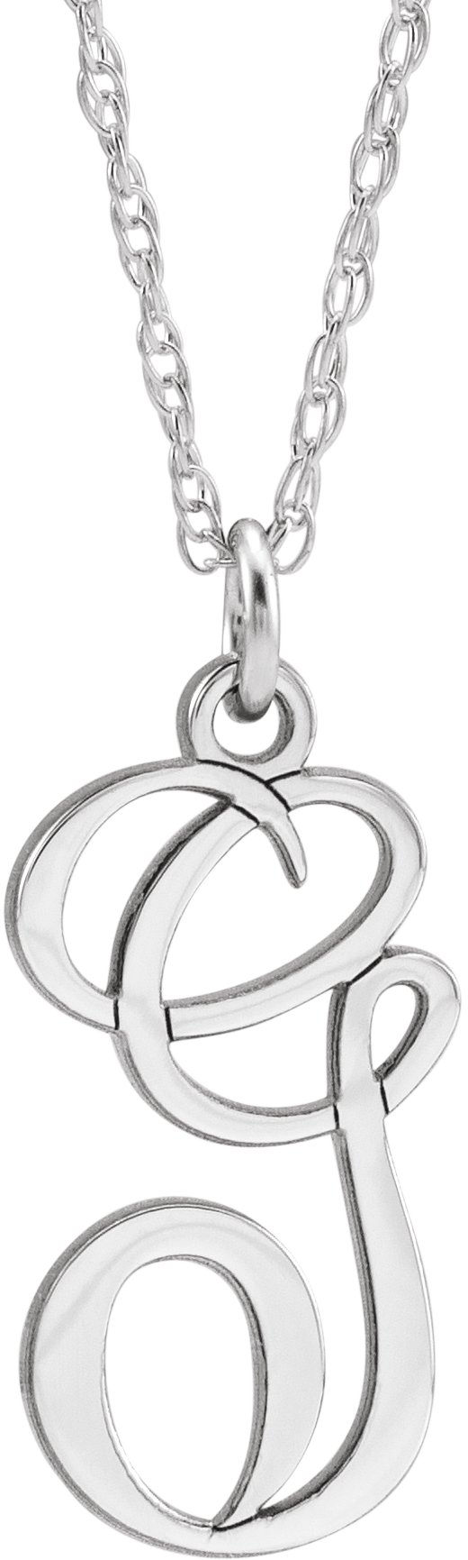 14K White Script Initial G 16-18" Necklace