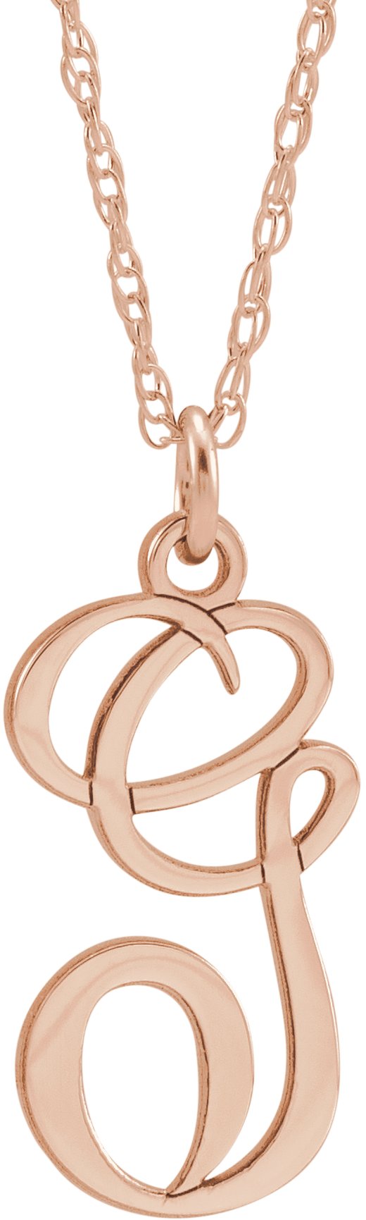 14K Rose Script Initial G 16-18" Necklace