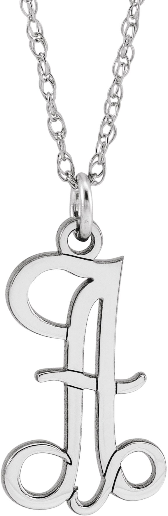 Sterling Silver Script Initial A 16-18" Necklace