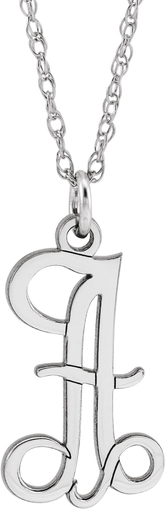 14K White Script Initial A 16-18" Necklace