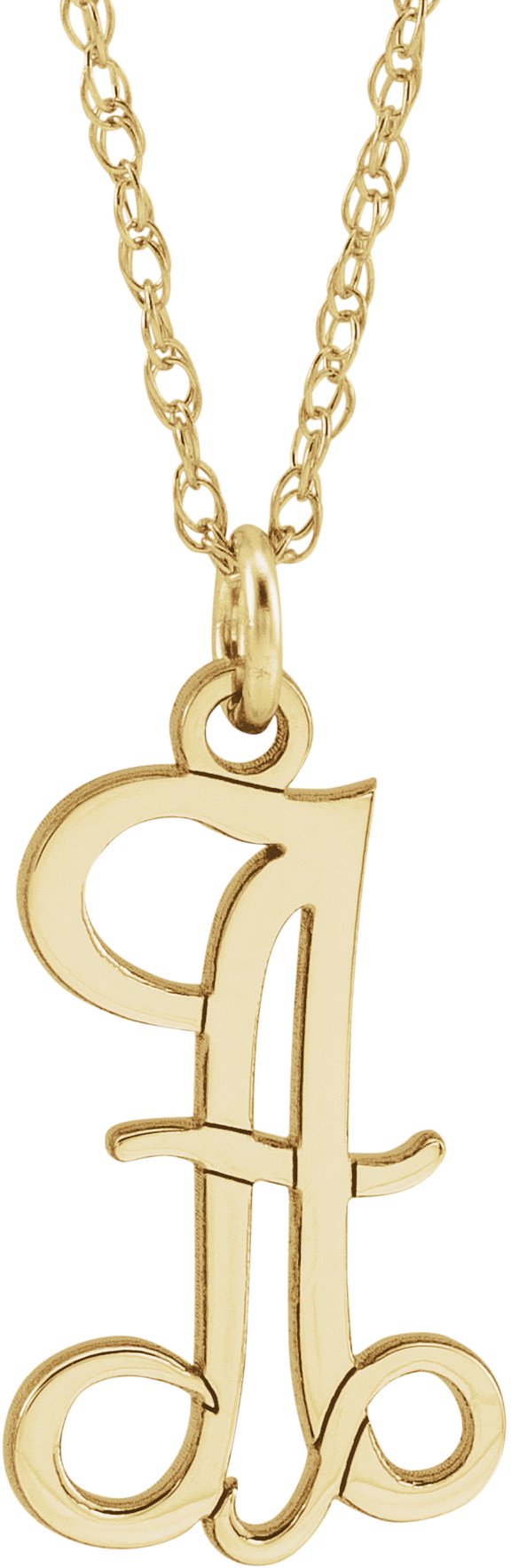 14K Yellow Script Initial A 16-18" Necklace