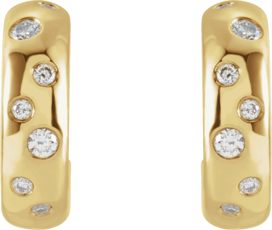 14K Yellow 1/10 CTW Natural Diamond Huggie Earrings