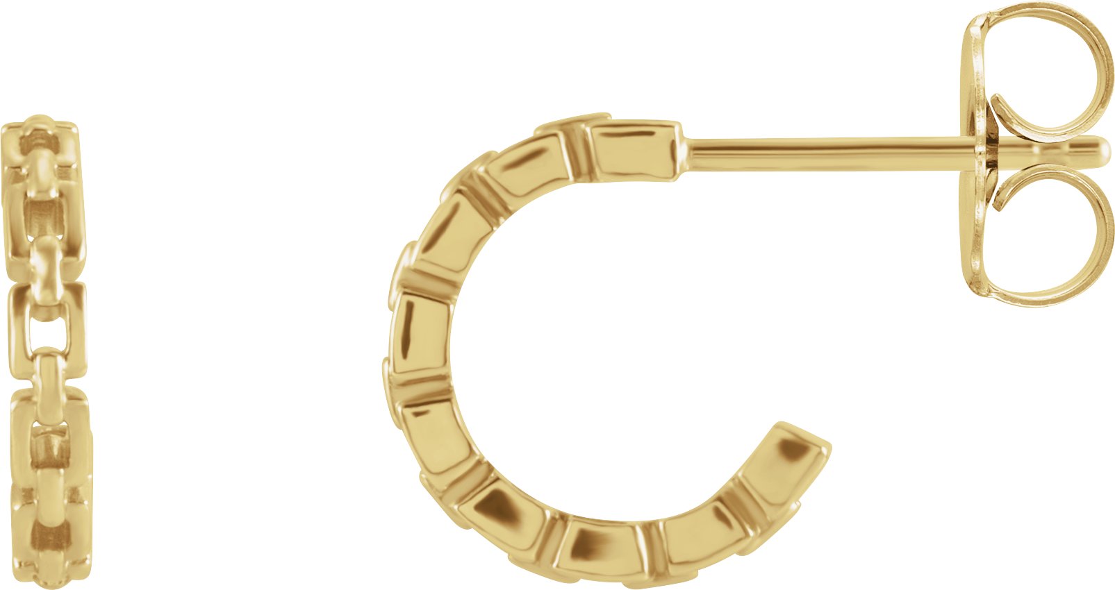 14K Yellow Chain Link 10.2 mm Hoop Earrings