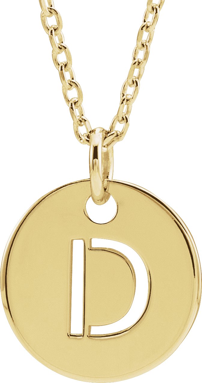 14K Yellow Initial D 16-18" Necklace