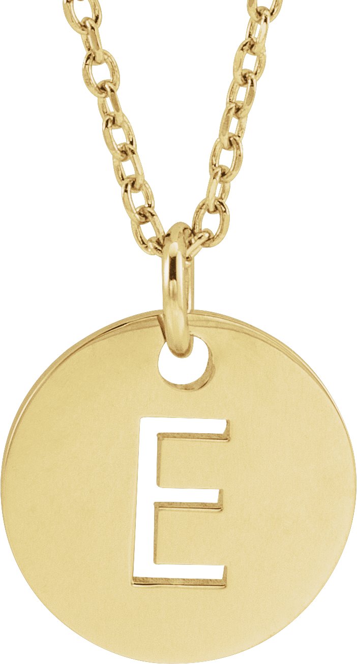 14K Yellow Initial E 16-18" Necklace
