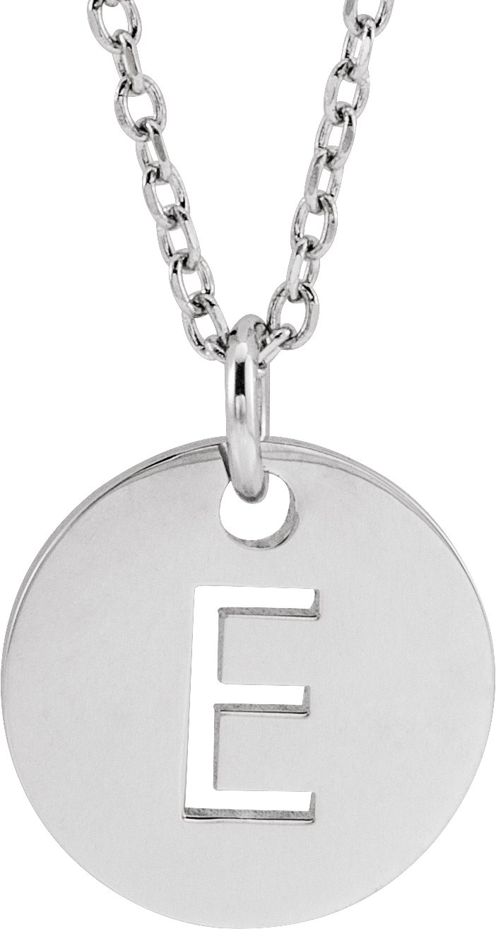 14K White Initial E 16-18" Necklace