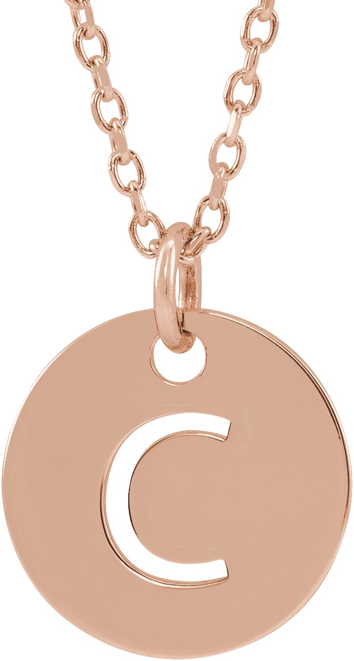 14K Rose Initial C 16-18" Necklace