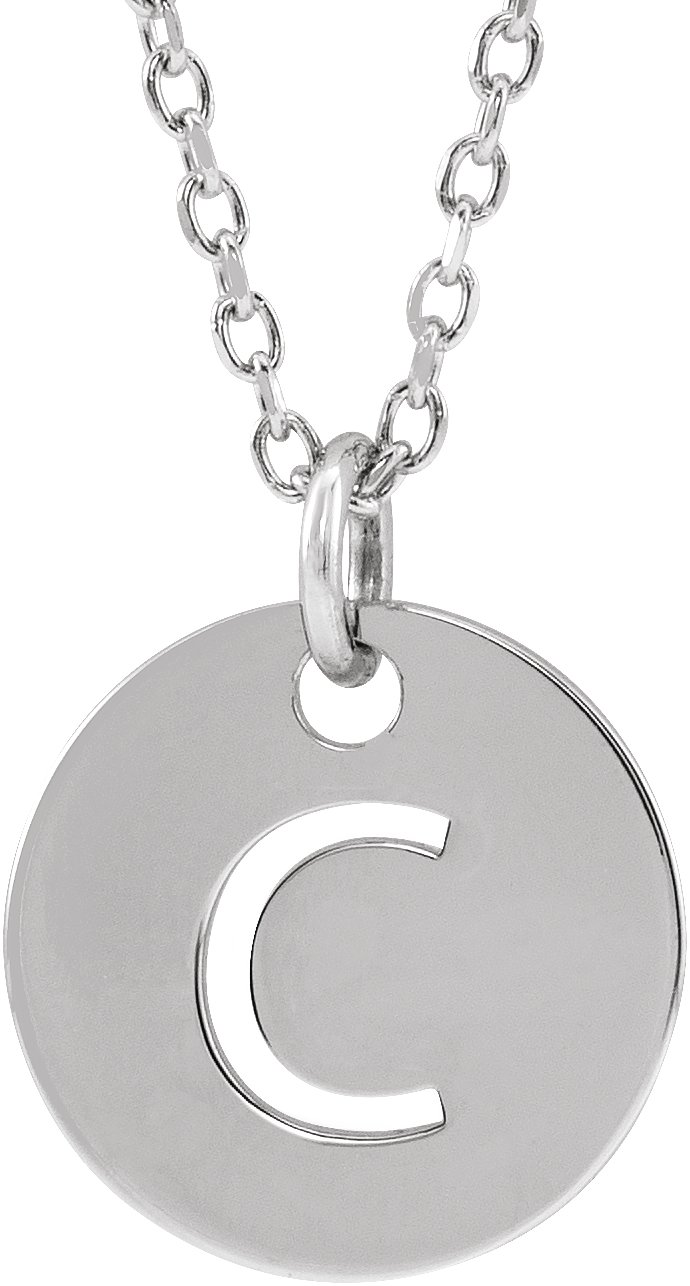 Sterling Silver Initial C 16-18" Necklace