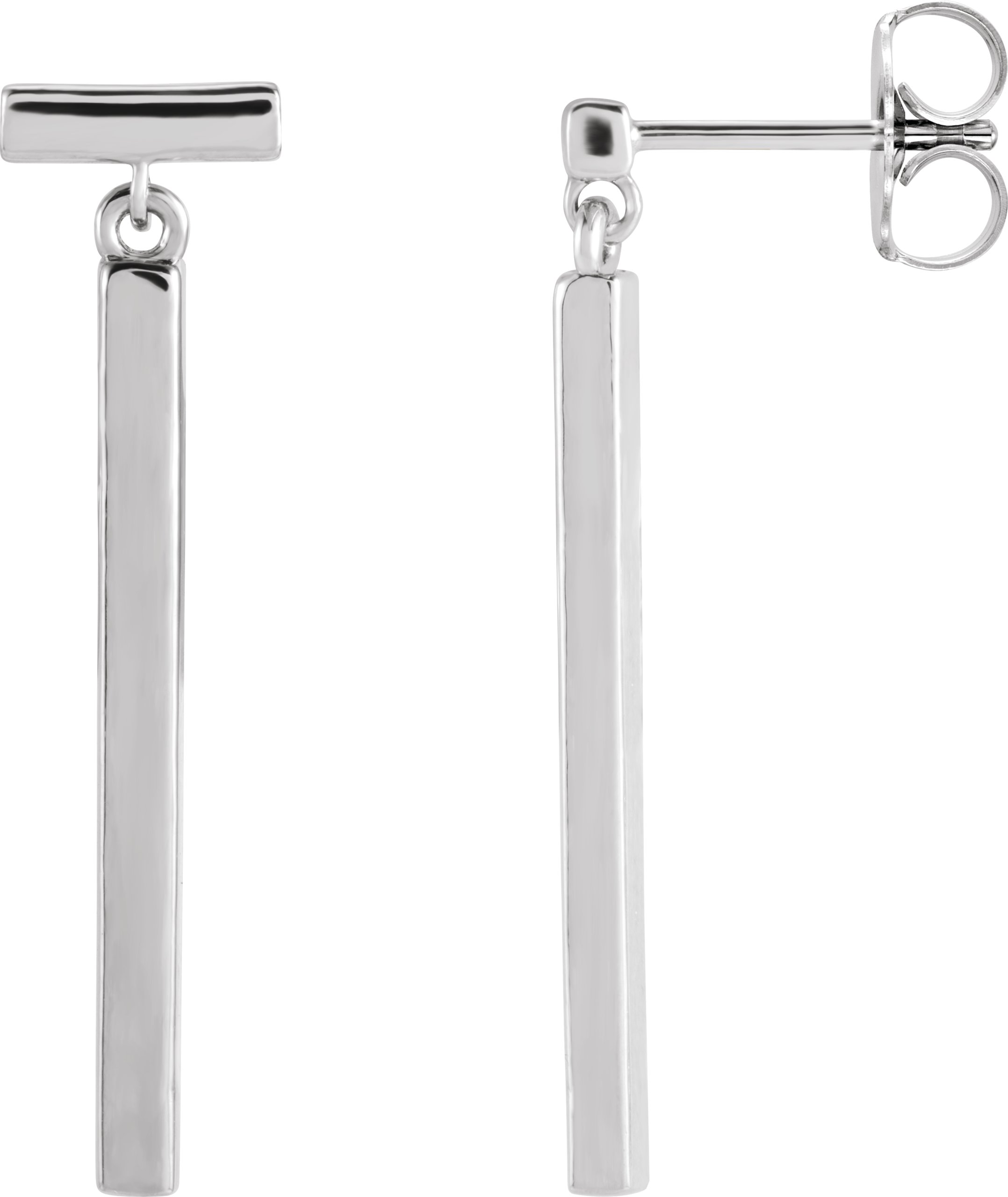 Platinum Articulated Bar Earrings