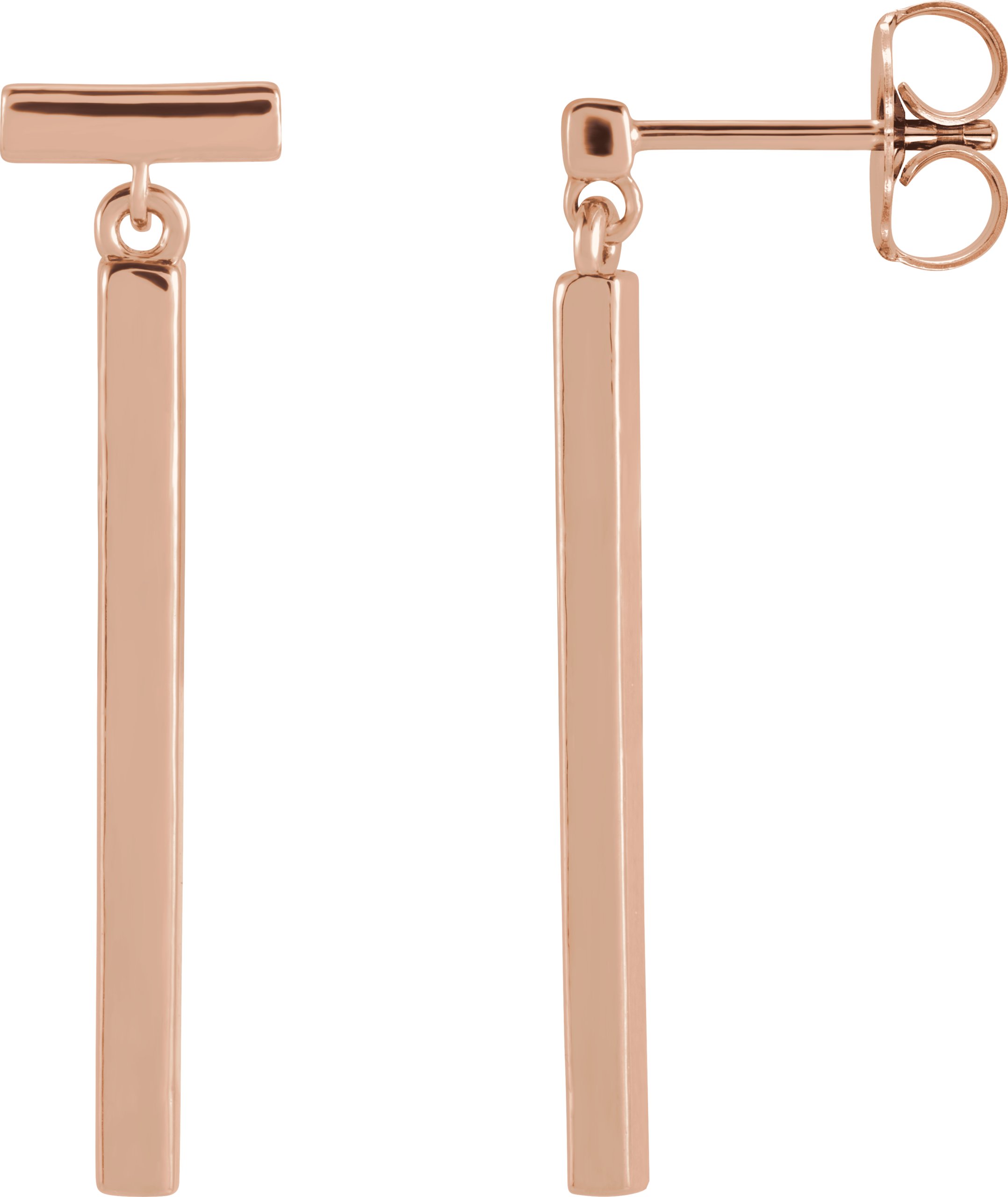 14K Rose Articulated Bar Earrings Ref. 16650495