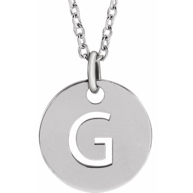 Sterling Silver Initial G 10 mm Disc 16-18