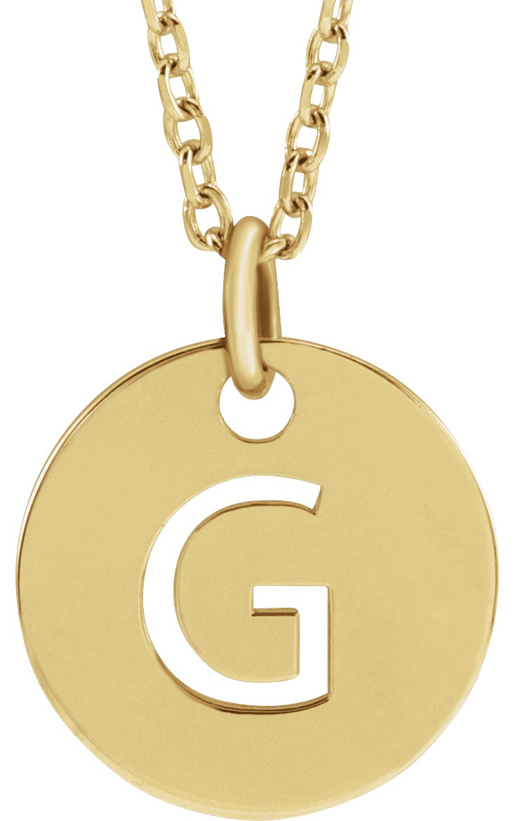 14K Yellow Initial G 10 mm Disc 16 18 inch Necklace Ref. 16680380