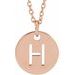 18K Rose Gold-Plated Sterling Silver Initial H 10 mm Disc 16-18