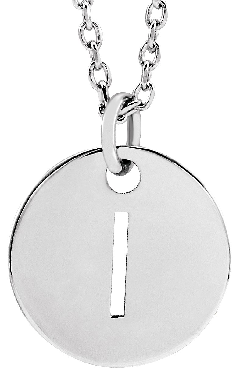 14K White Initial I 10 mm Disc 16 18 inch Necklace Ref. 16680387