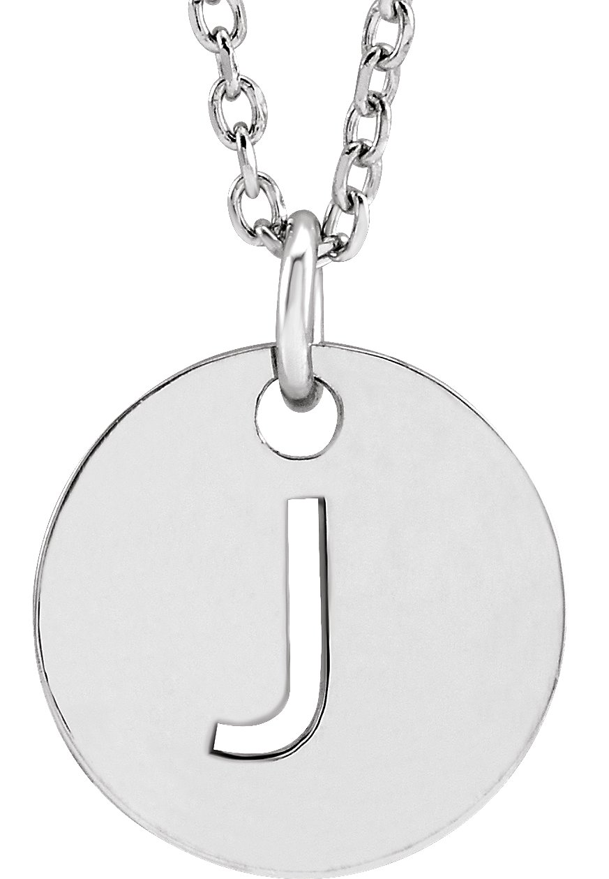 14K White Initial J 16-18" Necklace