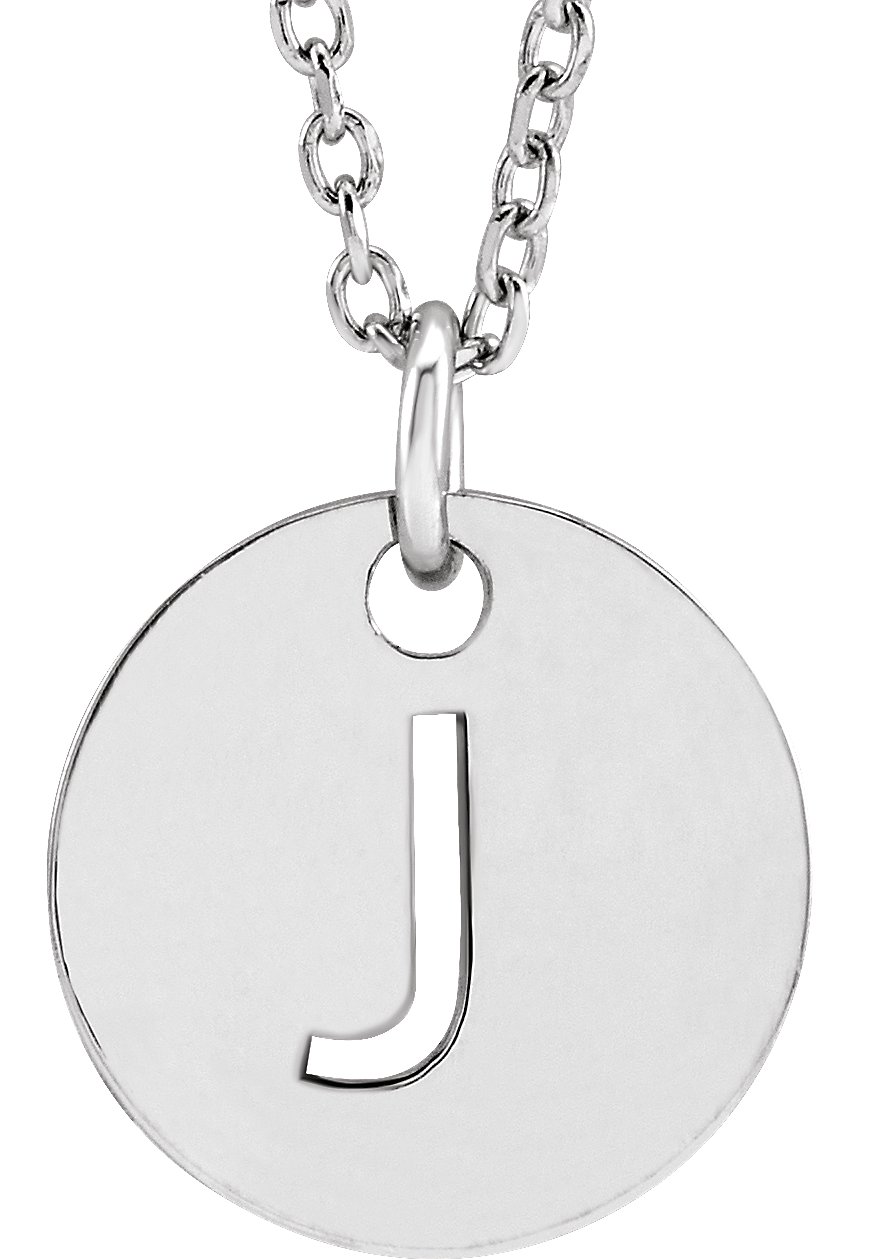 14K White Initial J 16-18 Necklace