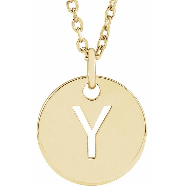 18K Yellow Gold-Plated Sterling Silver Initial Y 16-18