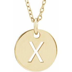 18K Yellow Gold-Plated Sterling Silver Initial X 10 mm Disc 16-18" Necklace